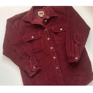 Authentic 1939 Brand Corduroy Shirt Burgundy Red Cotton Shacket Mens Small